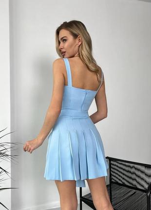 Женский костюм тройка с юбкой топом черный белый красный голубой лиловый