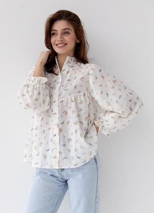 Хлопковая блуза с цветочной вышивкой