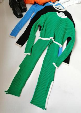 Vip стильный костюм нежный мягкий кашемир в рубчик укороченный свитер с удлиненными рукавами длинн10 фото