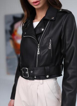 Куртка женская косуха экокожа короткая. хит весна 2024. размеры s, m,l.5 фото