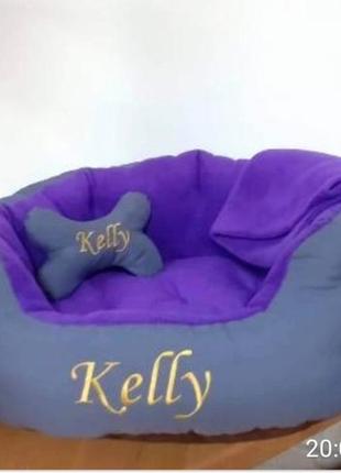 Лежак кроватка для собак і котів з ім'ям високої якості.багато кольорів і розмірів.2 фото