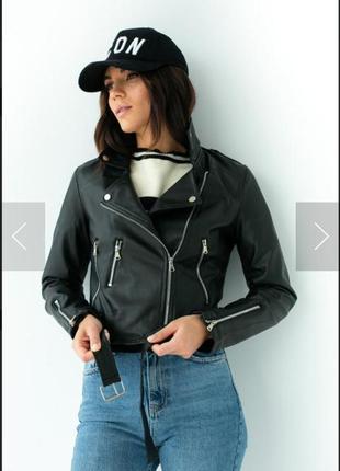 Куртка женская косуха экокожа короткая. хит весна 2022.размеры s, m,l,xl.4 фото