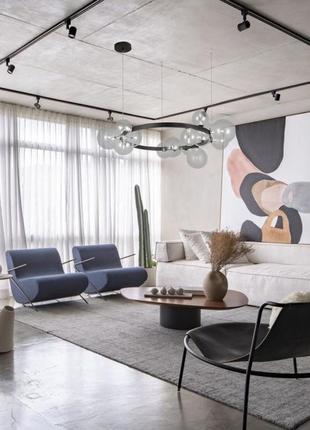 Чорна 85см кругла люстра з куль на 15 ламп "bubbles" (918-lp267-15 bk+cl)