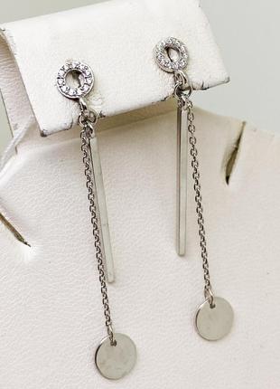 Сережки серебряные с кубическим цирконием "монетки" 2,7 г