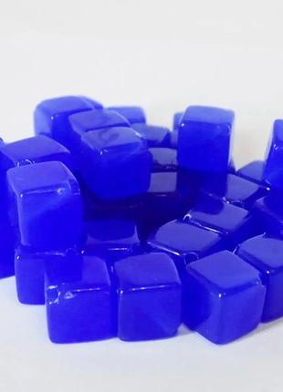 Намистини пластикові finding кубічні квадратні синій 10 мм діаметр ціна за 1 штук1 фото