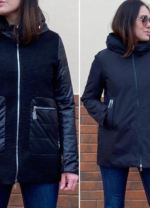 Парка куртка женская двухсторонняя комбинированная утеплитель биопух фабричный китай5 фото