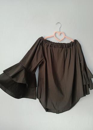 Блуза блузка котонова чорна базова оригінальна класична