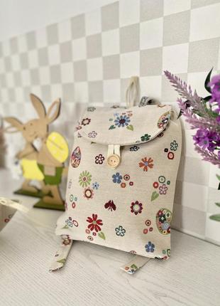 Рюкзак дитячий для прогулянок гобеленовий з великоднім принтом limaso