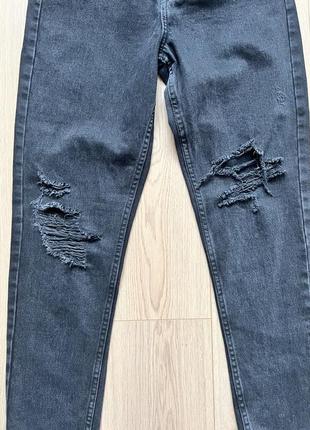 Чорні джинси мом з високою посадкою primark vintage ripped mom high waist denim co 🛍️1+1=3🛍️3 фото