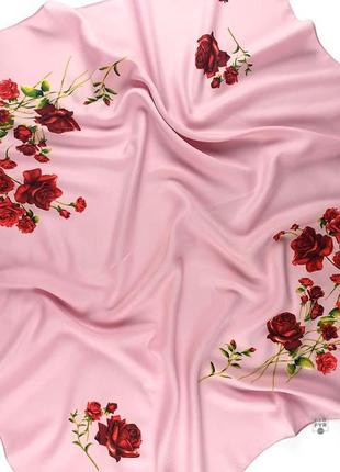 Тонкий платок шерсть вискоза на весну осень зиму на голову шею розовый новый