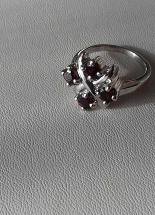 🫧 16.5 размер кольцо серебро гранат натуральный4 фото