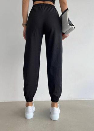 Женские спортивные брюки джогеры на весну черные серые двунитки8 фото