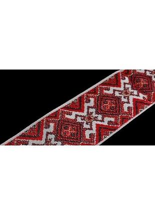 Стрічка finding тасьма український національний орнамент червоний білий чорний 40 мм