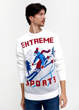 Стильный белый свитер джемпер с винтажным горнолыжным принтом apres ski2 фото