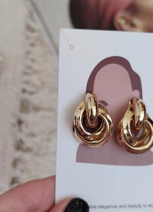 Сережки серьги стильні модні "вінтажні" золоті нові5 фото
