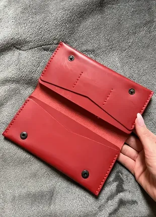 Шкіряний червоний гаманець ручна робота