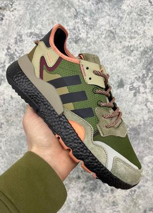 Кросівки adidas nite jogger boost  core black orange dark green