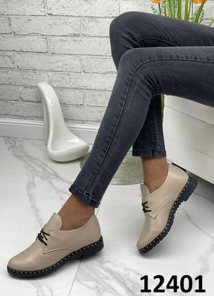 Женские стильные туфли на шнуровке из натуральной кожи и замши5 фото