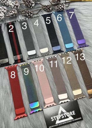 Ремінець міланська петля milanese loop для apple watch 42 44 45 49 ultra мм series 2 3 4 5 6 7 se браслет метал