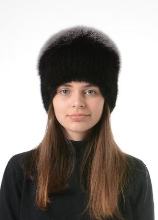 Женская зимняя вязаная шапка с помпоном