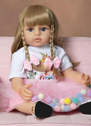 Лялька реборн 55 см единорожка силіконова npk doll