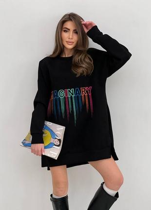 Новинка! the best!! весенняя коллекция 🌷
женский удлиненный свитер-туника на флисе свободного кроя оверсайз 
•модель 74628 фото