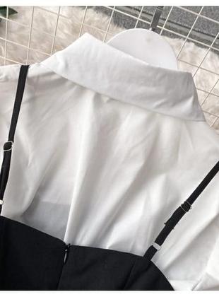 Комплект: черный сарафан на бретельках с рубашкой ❤️3 фото