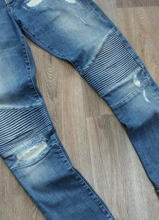 💥 jack jones джинси чоловічі сині рвані вузькі завужені s сині zara h&m divided3 фото