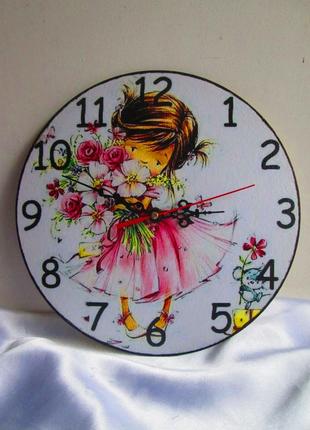 Настінний годинник 'малюшка' в дитячу кімнату, для дівчинки, подарунок доньці