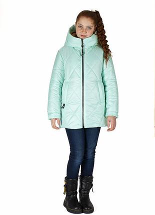Удлиненная стеганная деми куртка для девочки