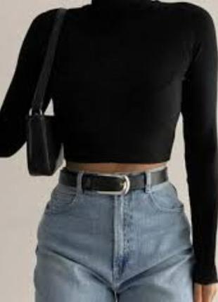 Укороченный свитер кофта черная женская короткая джемпер 44 46