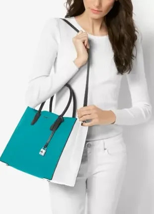 Сумка шкіряна michael kors mercer large color-block leather tote