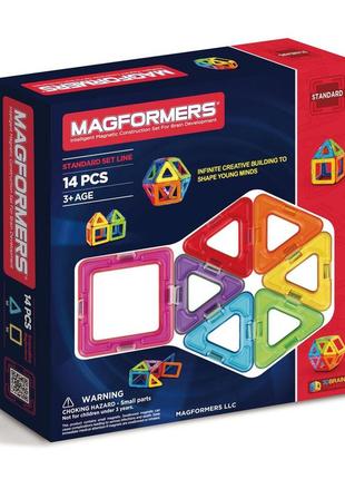 Магнітний конструктор magformers standard rainbow colors 14 деталей (40031438359)