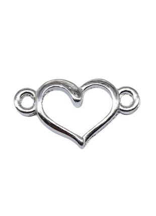 Конектор finding серце сріблястий 15 мм x 9 мм