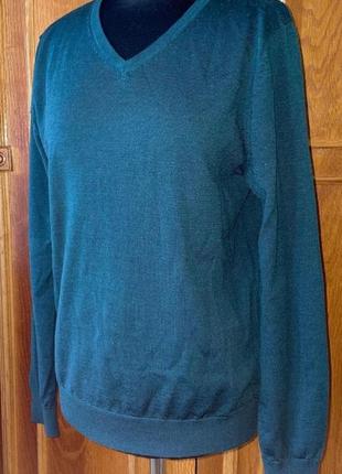 Смарагдовий джемпер унисекс вовна v горловина пуловер