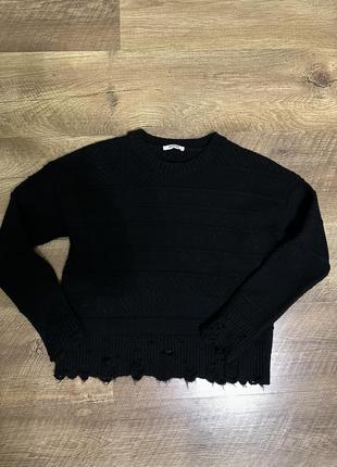 Новый черный свитер с имитацией дырок orsay