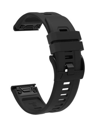 Браслет для часов garmin fenix 3x 5x 7x 26 мм силиконовый черный металлические вставки2 фото