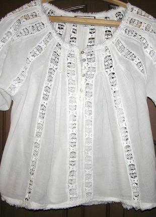 Белоснежная кружевная блуза eri + ali  хлопок