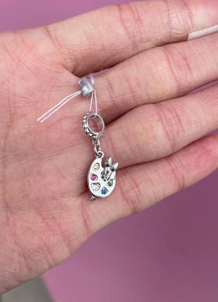 Кулон палітра срібна з різнобарвним камінням