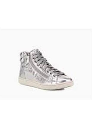 Высокие кеды кожаные ugg metallic silver р. 39. 0 us 9. 02 фото