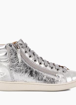 Высокие кеды кожаные ugg metallic silver р. 39. 0 us 9. 0