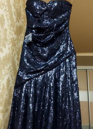 💙 шикарное платье русалка длинное макси пайетки блестки впол вечернее на выход5 фото
