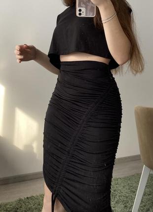 Асимметричная юбка со стяжкой3 фото