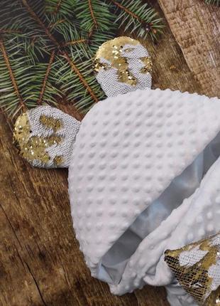 Конверт зимний микки плюшевый с пайетками, белый2 фото