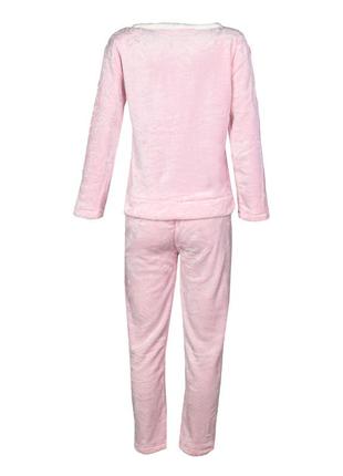 Женская пижама lesko bunny pink 2xl теплый флисовый домашний костюм7 фото