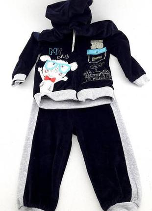 Спортивний костюм 9, 18 місяців трикотажний для новонародженого хлопчика синій2 фото