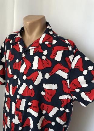 Новорічна сорочка «червоні шапки» віскоза