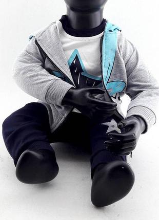 Спортивний костюм 6, 12, 18 місяців туреччина трикотажний для новонародженого хлопчика сірий1 фото