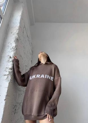Удлиненный патриотический худи с надписью украина7 фото