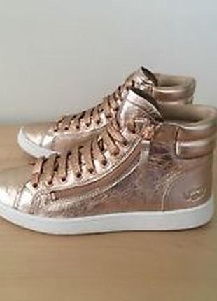 Высокие кеды кожаные ugg metallic rose gold eur 38.5 us 8, 52 фото